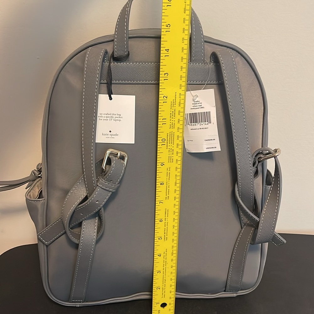 Kate Spade Gray Backpack Laptop Bag Bradley Wilson Road Smokey Pearl Brand New - Picture 15 of 17